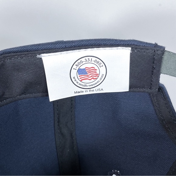 Smith & Wesson Baseball Hat Cap Leather StrapBack Made In USA Embroidered - Picture 6 of 6